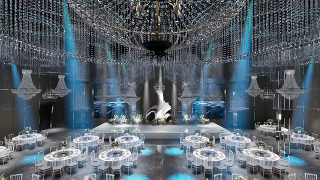 Silver Blue Crystal Ballroom banquet hall design direction